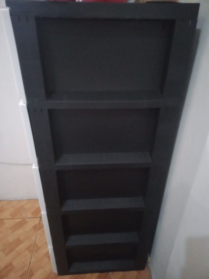 5L Drawer Slim Cabinet White (Category: Shelves, Cabinets & Racks) located in Makati City. Submitted by clutterms (Listing ID 1340952132, Image 3). Description: 5 layers color: white and black material: plastic design: weave measurement: length: 13.5 inches width: 17 inches height: 43 inches flaw: few scratches and dust and 1 tiny chip (last photo) condition: good. use for 2 years. rfs: not going to use anymore. change of furniture. sf shouldered