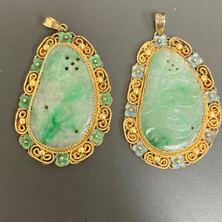 中古天然翡翠純銀925手工吊墜或耳環64215239532674110