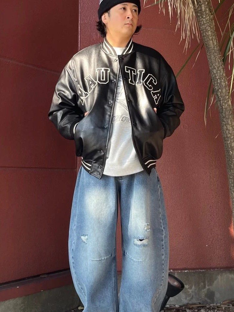 ジャケット・アウター NAUTICA/Arch Logo Leather Award Jacket 代購】NAUTICA Arch Logo Leather Award Jacket ckt . select