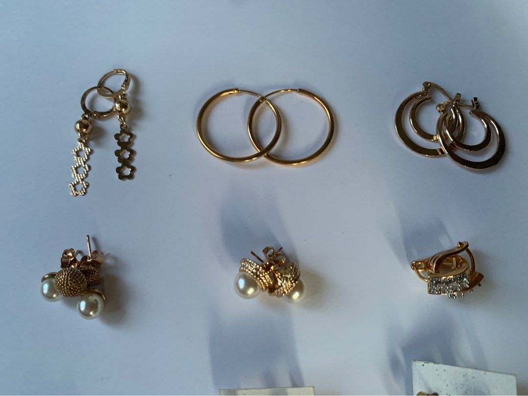 Assorted Gold Plated Earrings (Category: Earrings) located in Bacoor. Submitted by mydeclutt (Listing ID 1340906056, Image 2). Description: Ranges from PHP100-500 depending on design, price is nego and discounted if more are bought DM for more photos.