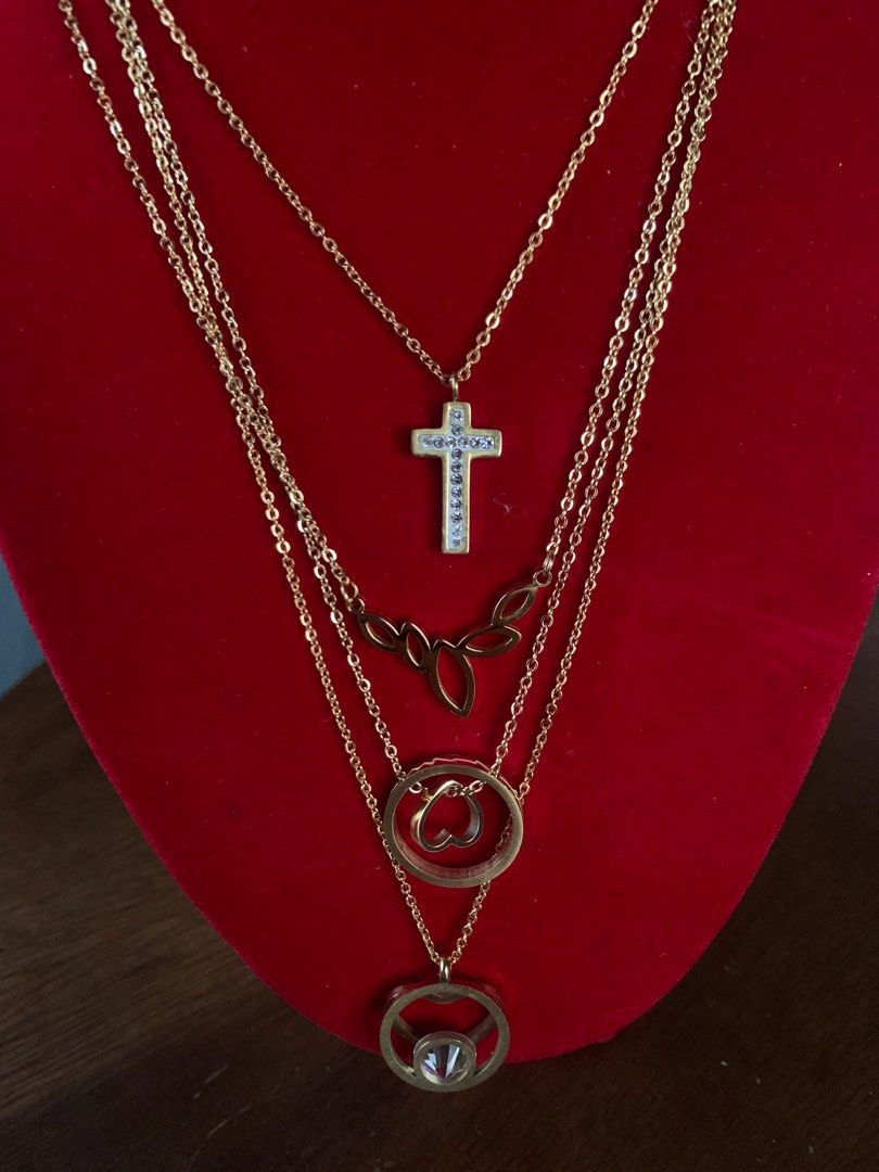 Assorted Gold Plated Necklaces (Category: Necklaces) located in Bacoor. Submitted by mydeclutt (Listing ID 1340907027, Image 1). Description: Ranges from PHP150-180 depending on design, price is nego and discounted if more are bought DM for more photos.