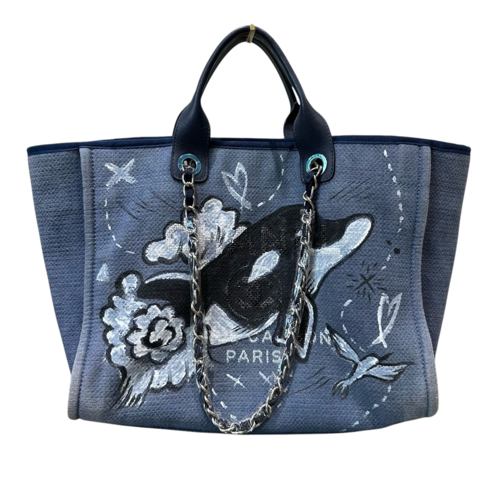 Chanel Custom Hand Painted Tote Bag in Blue SHW Luxury Bags Wallets on Carousell