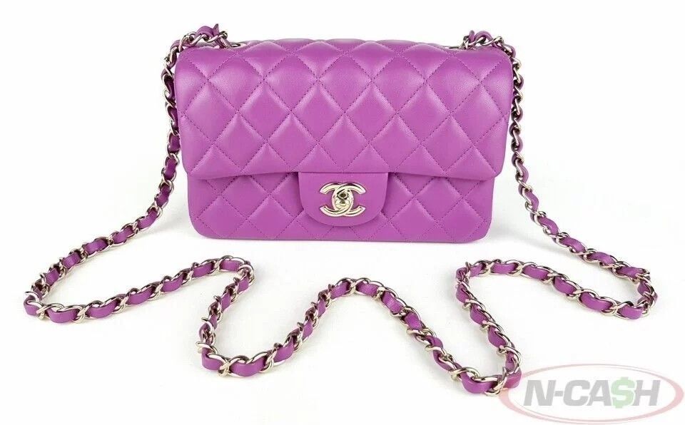 CHANEL Purple Lambskin Rectangular Mini Single Flap (Category: Luxury Bags & Wallets) located in Quezon City. Submitted by luxury_by_n-cash (Listing ID 1340952211, Image 1). Description: N-Cash Pawnshop "Instant Cash for Bags, Watches, Cars, and Electronics" https://www.ncash-pawnshop-philippines.com/ CHANEL Purple Lambskin Rectangular Mini Single Flap PRE-OWNED Brand: CHANEL Material: Purple Lambskin Hardware: Gold-Tone Excellent condition Php 1