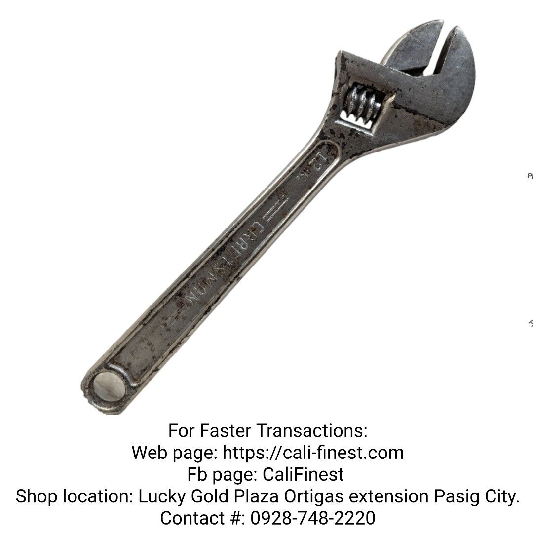 Craftsman 12-inch Adjustable Wrench (Category: Construction Tools & Equipment) located in Pasig City. Submitted by califinestcollectibles (Listing ID 1340920545, Image 1). Description: Craftsman 12-inch Adjustable Wrench forgled USA HT#82 •Craftsman 12-inch adjustable wrench - 650 pesos •8 inches USA - 720 pesos Original/Authentic From USA Actual and Detailed Picture Posted Pick Up at One Oasis condominium ortigas extension pasig city Or Delivery