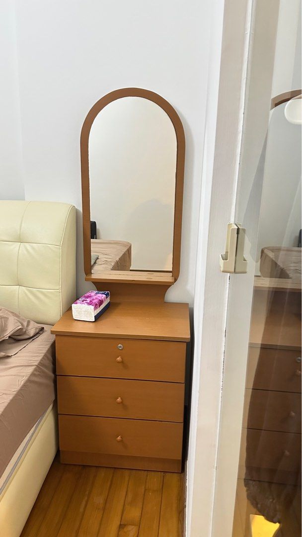Dressing Table (Category: Other Home Furniture) located in Singapore. Submitted by rainbow_toast (Listing ID 1340963871, Image 2). Description: Dressing table with mirror and 2 attached drawer Self collection near Lakeside MRT condo Lift landing and carpark accessible .