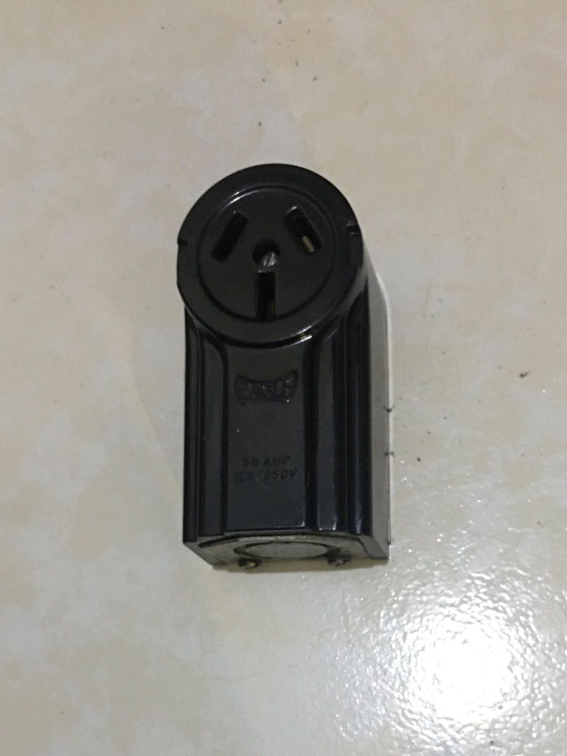 EAGLE Range / Power Receptacle 50Amp. (Category: Electrical, Adaptors & Sockets) located in Quezon City. Submitted by luckycrystal.fff77c (Listing ID 1340932329, Image 1). Description: EAGLE Brand Range / Power Receptacle heavy duty (Surface Mounted). 50 amp, 125/250 v,,3 pole. Good condition..