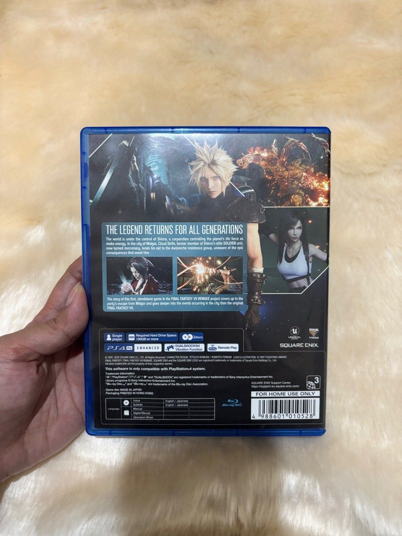 Final Fantasy 7 Remake (Category: PlayStation) located in Manila. Submitted by mira_ingal (Listing ID 1340993895, Image 2). Description: Pre-loved Final Fantasy 7 Remake No to swap MOP: Maya/BPI only MOD: Meet up within Pasig/Lalamove.