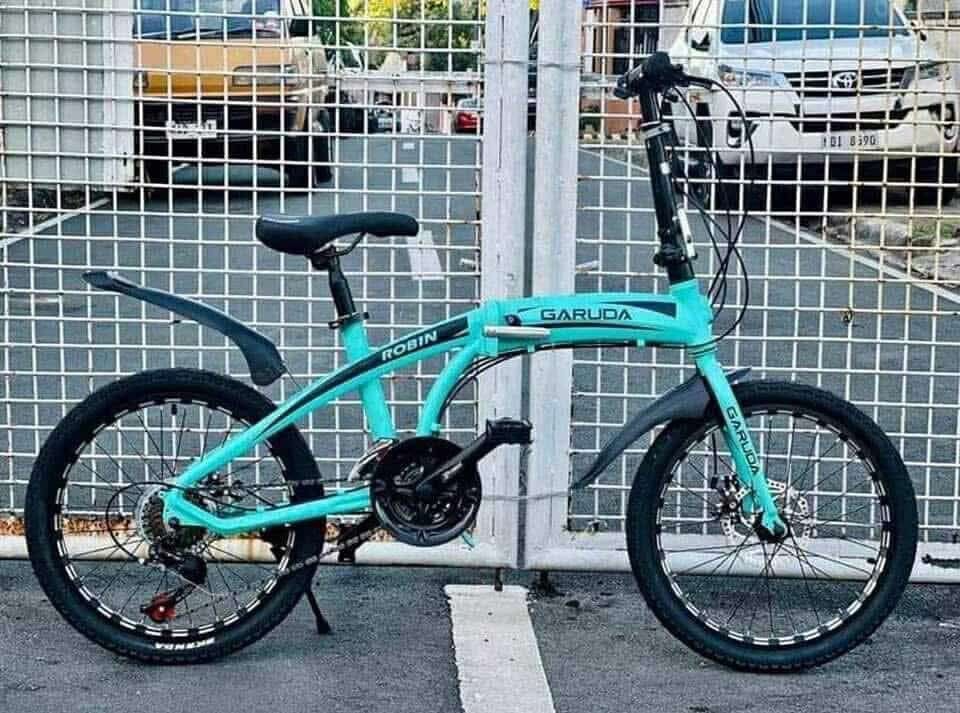 GARUDA ROBIN FOLDING BIKE 20er (Category: Bicycles) located in Marikina City. Submitted by keionlines85428 (Listing ID 1341009125, Image 2). Description: GARUDA ROBIN FOLDING BIKE 20er Alloy Frame Mecanical Brakeset ‼️₱6,200 FREE ASSEMBLE ✨ GARUDA Robin Alloy frame ✨ Alloy Crank Prowheel ✨ 21 Speed (3x7) ✨ Alloy Rims ✨ 20' wheel size ✨ Shimano rapid fire Shifters ✨ Kenda Tires ✨ FD MicroShift ✨ RD Shimano TZ ✨ Dual Mechanical Discbrake ✨ Steel Ri
