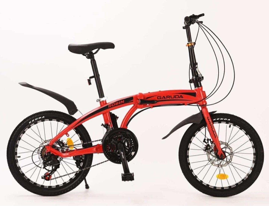 GARUDA ROBIN FOLDING BIKE 20er (Category: Bicycles) located in Marikina City. Submitted by keionlines85428 (Listing ID 1341009125, Image 1). Description: GARUDA ROBIN FOLDING BIKE 20er Alloy Frame Mecanical Brakeset ‼️₱6,200 FREE ASSEMBLE ✨ GARUDA Robin Alloy frame ✨ Alloy Crank Prowheel ✨ 21 Speed (3x7) ✨ Alloy Rims ✨ 20' wheel size ✨ Shimano rapid fire Shifters ✨ Kenda Tires ✨ FD MicroShift ✨ RD Shimano TZ ✨ Dual Mechanical Discbrake ✨ Steel Ri