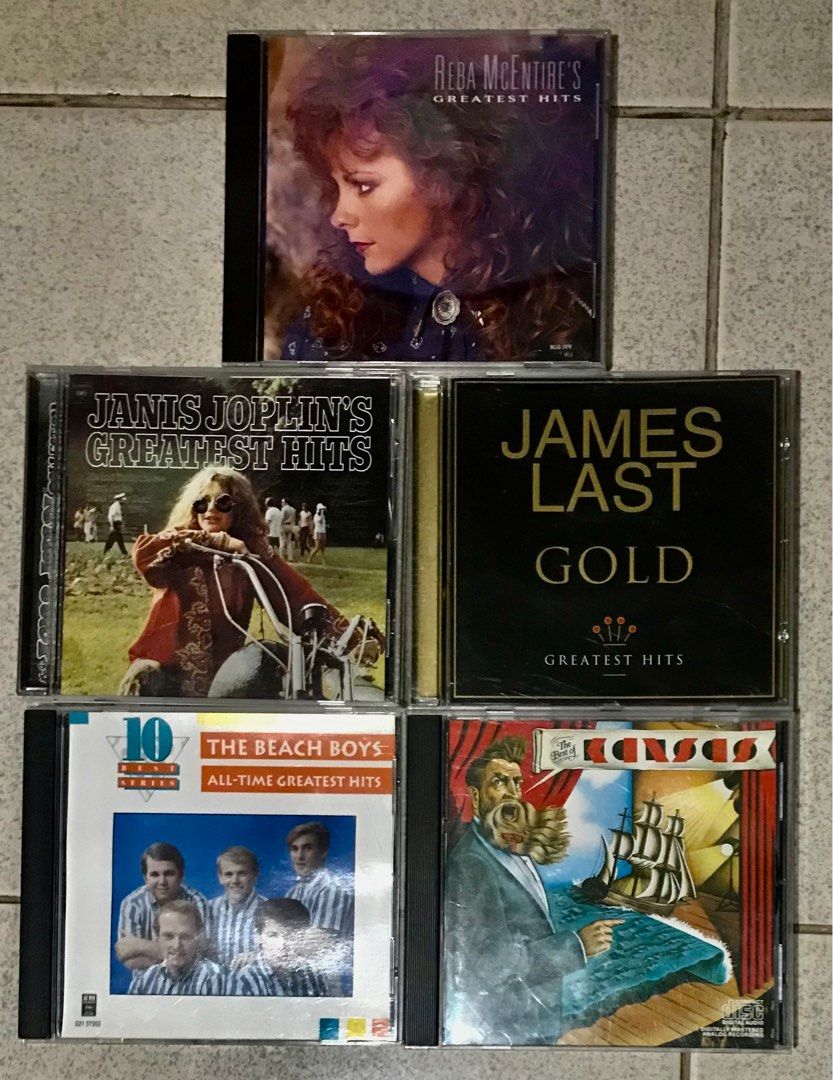 Greatest Hits CD Sale! (Category: CDs & DVDs) located in Angeles City. Submitted by lensongsong (Listing ID 1341041875, Image 2). Description: Greatest Hits CD Sale! USA/Canada 1. Shania Twain Greatest Hits VG+ Php250.00 2. Reba McEntire's Greatest Hits Ex Php250.00 3. Janis Joplin's Greatest Hits Ex Php300.00 4. James Last Gold Greatest Hits Ex Php300.00 5. The Beach Boys All-Time Greatest Hits VG+ Php350.00 6. The Best of Kansas Excellent Php35