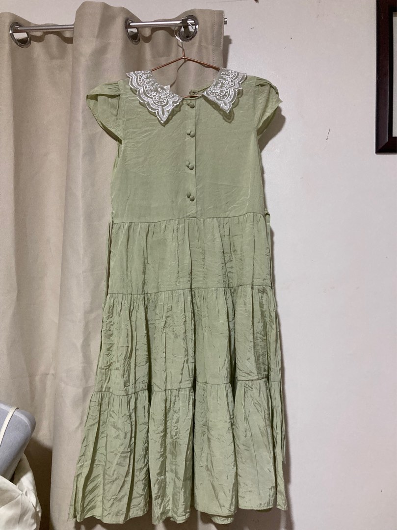 Green One word collar length gown  dress main image 1