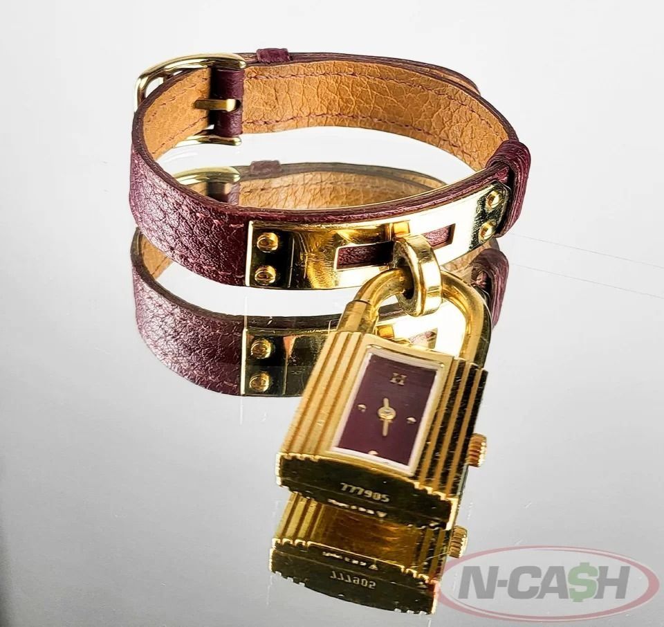 Hermes Kelly Lock Red Dial GHW Watch (Category: Luxury Watches) located in Quezon City. Submitted by luxury_by_n-cash (Listing ID 1340923421, Image 1). Description: N-Cash Pawnshop "Instant Cash for Bags, Watches, Cars, and Electronics" https://www.ncash-pawnshop-philippines.com/ Hermes Kelly Lock Red Dial GHW Watch PRE-OWNED Brand: HERMES Case Width: 20 mm Yellow Gold-Plated Steel Watch Quartz Movement 10 m (1 ATM) Water Resistance Hour Minute F