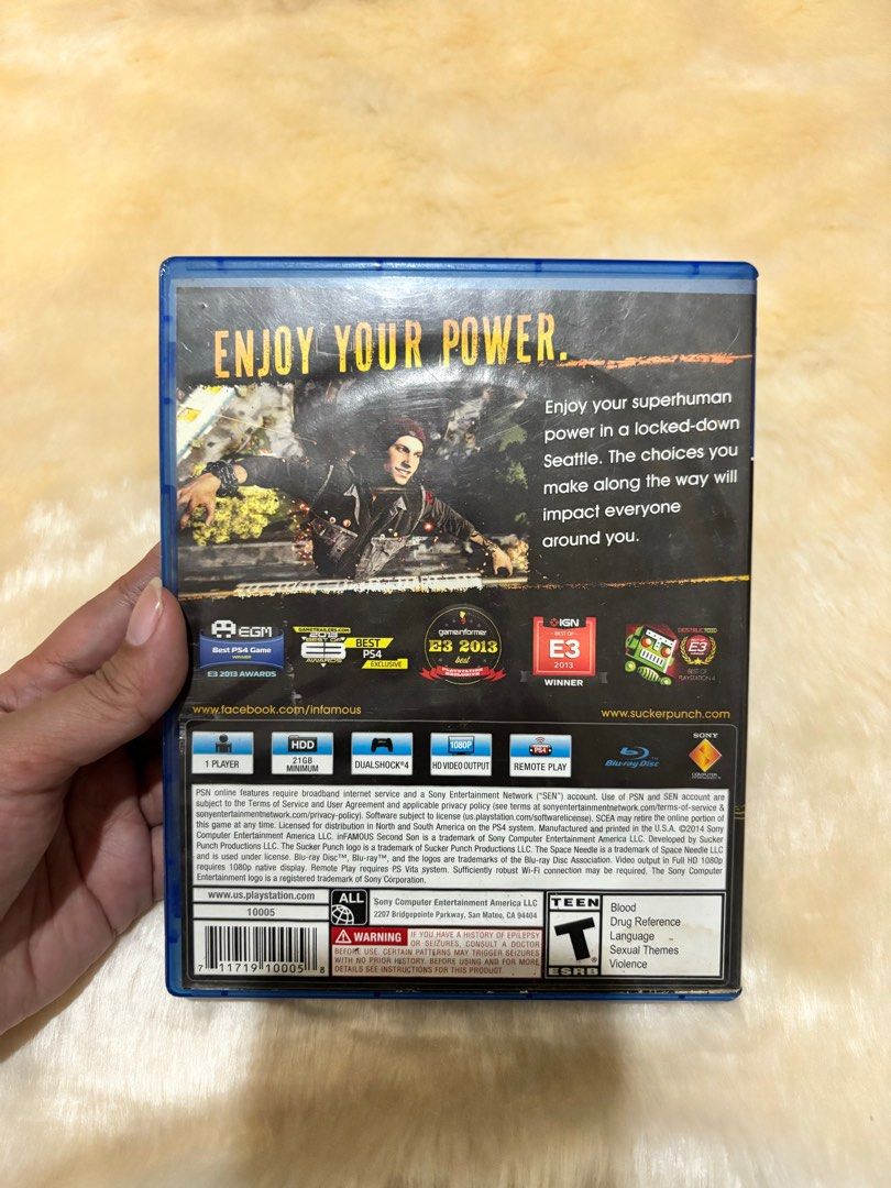 Infamous: Second Son (Category: PlayStation) located in Manila. Submitted by mira_ingal (Listing ID 1340992054, Image 2). Description: Pre-loved Infamous: Second Son MOP: Maya/BPI only MOD: Meet up within Pasig/Lalamove.