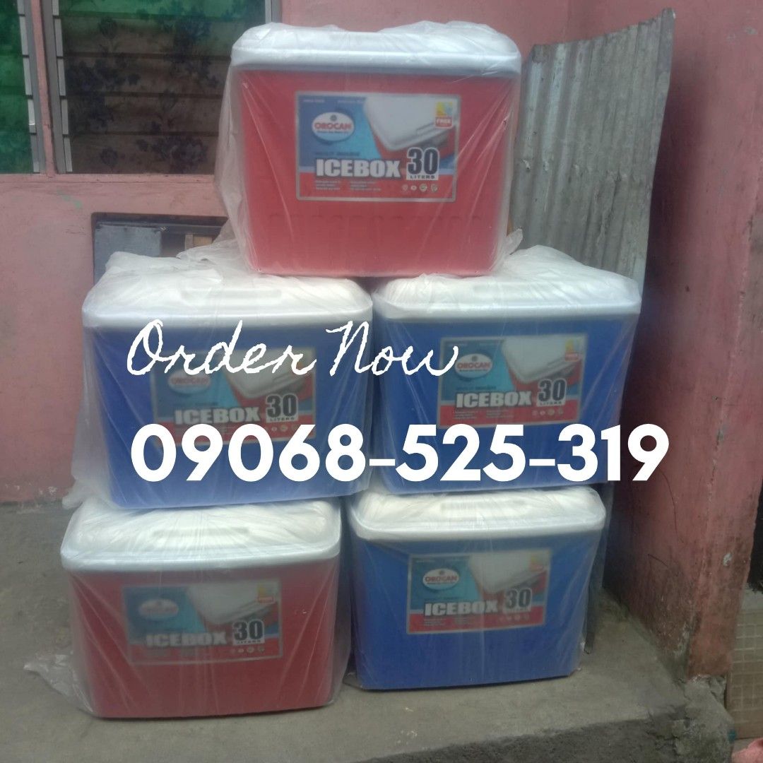 Original ice box cooler 🐧🐧🐧🐧 (Category: Food Organization & Storage) located in Manila. Submitted by katttt214 (Listing ID 1341002021, Image 2). Description: OROCAN ICE BOX COOLER SALE! Summer just got cooler! Big discounts on premium ice boxes! Features: 1. *Quality guarantee*: 24-hour cooling 2. *Durable*: Brand new, high-quality materials 3. *Affordable*: Lowest price guarantee 4. *Variety*: Multiple sizes (5L-65L) & colors (Blue, Red) Siz