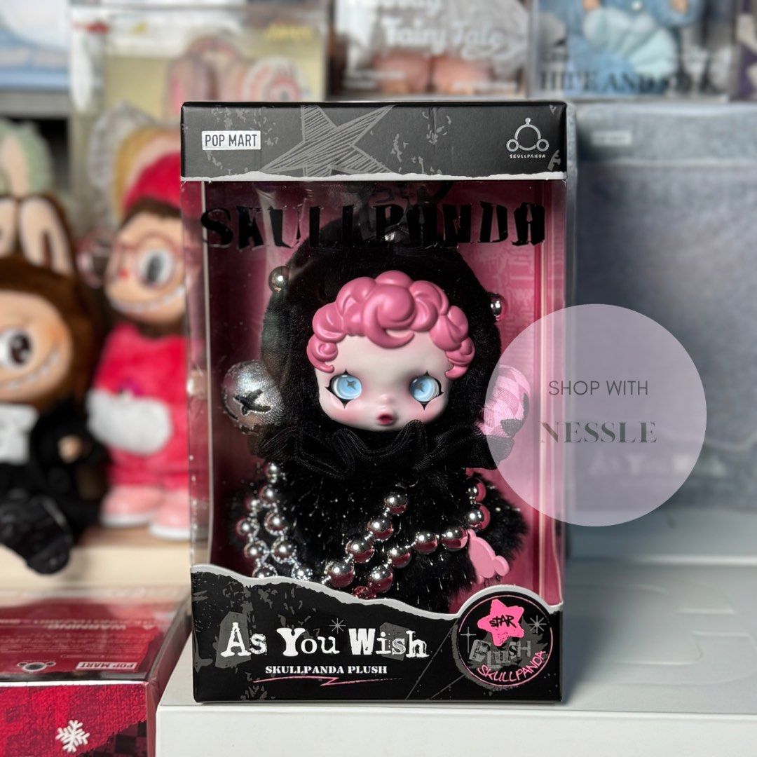 New POP MART SKULLPANDA Plush Doll AS YOU WISH Girl Keychain