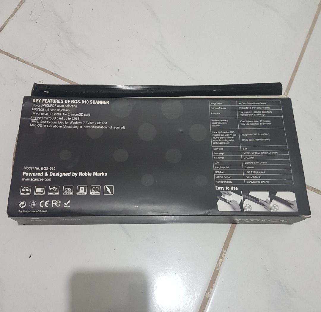 Scanner - ScanZee Portable Scanner Model BQS-010 (Category: Printers, Scanners & Copiers) located in Paranaque City. Submitted by blitzwing28 (Listing ID 1340987671, Image 2). Description: FOR SALE: Scanner - ScanZee Portable Scanner Model BQS-010 = NOTE = - Item is in brand new condition. Item compatibility is buyer's responsibility! - NO return/exchange. = PRICE = P3000 = MODE OF PAYMENT = - BDO bank transfer - Cash on hand (meetup) - Globe G-C