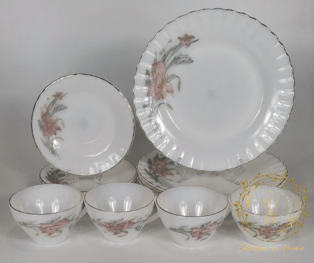 Vintage Best Cerastone Dinnerware Starter Set (Category: Dinnerware & Cutlery) located in Manila. Submitted by collectionnimama (Listing ID 1341013407, Image 2). Description: •12 piece Dinnerware Starter Set •Indopal Milk Glass Material •4pcs 10" Plate •4pcs 6" Saucer •4pcs Cup •Color: White •Flower Strand Design •Best Cerastone Brand •Made in China •Condition: Brand New, Vintage, Never Been Used •Decluttering •Does not come with original box •As