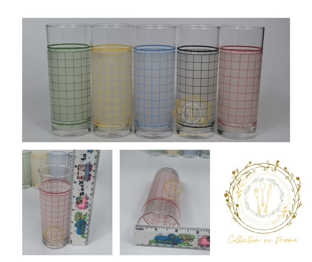 Vintage Sasaki Checkered Drinking Glass Set (Category: Other Kitchenware & Tableware) located in Manila. Submitted by collectionnimama (Listing ID 1340896952, Image 1). Description: •5pcs Drinking Glass Set •Glass Material •Color: Clear and Multiple Color •Checkered Design •Made in Japan •Sasaki Brand •Condition: Brand New, Vintage, Never Been Used •Decluttering •Comes with original box •As is where is •Pictures shown are actual products. Shippin