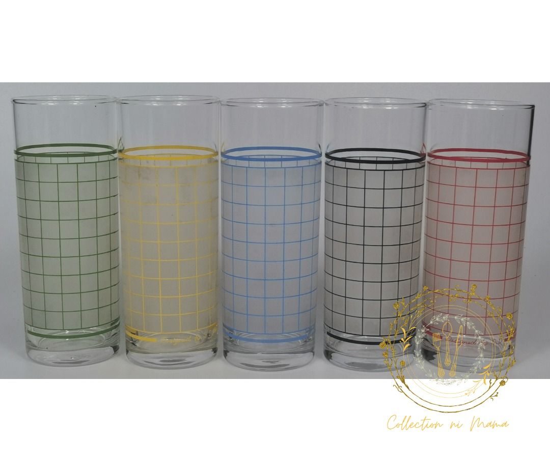 Vintage Sasaki Checkered Drinking Glass Set (Category: Other Kitchenware & Tableware) located in Manila. Submitted by collectionnimama (Listing ID 1340896952, Image 2). Description: •5pcs Drinking Glass Set •Glass Material •Color: Clear and Multiple Color •Checkered Design •Made in Japan •Sasaki Brand •Condition: Brand New, Vintage, Never Been Used •Decluttering •Comes with original box •As is where is •Pictures shown are actual products. Shippin