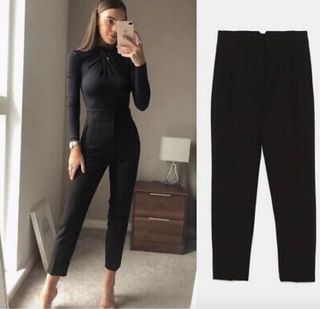 Zara black high waisted trousers outlet