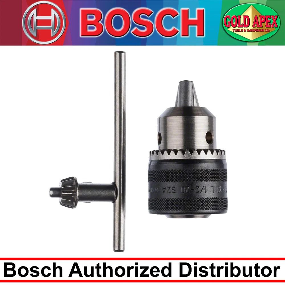 Bosch 2608572253 Drill Chuck with Key 13mm (Category: Construction Tools & Equipment) located in Quezon City. Submitted by vertexpowertools (Listing ID 1341109184, Image 1). Description: Keyed Drill Chuck is a simple and reliable solution for fixing drill bits for any type of job • Consistently strong clamping force that securely fastens cylindrical or hex shank drill bits • Easy handling: jaws are conveniently tightened and loosened with a key S