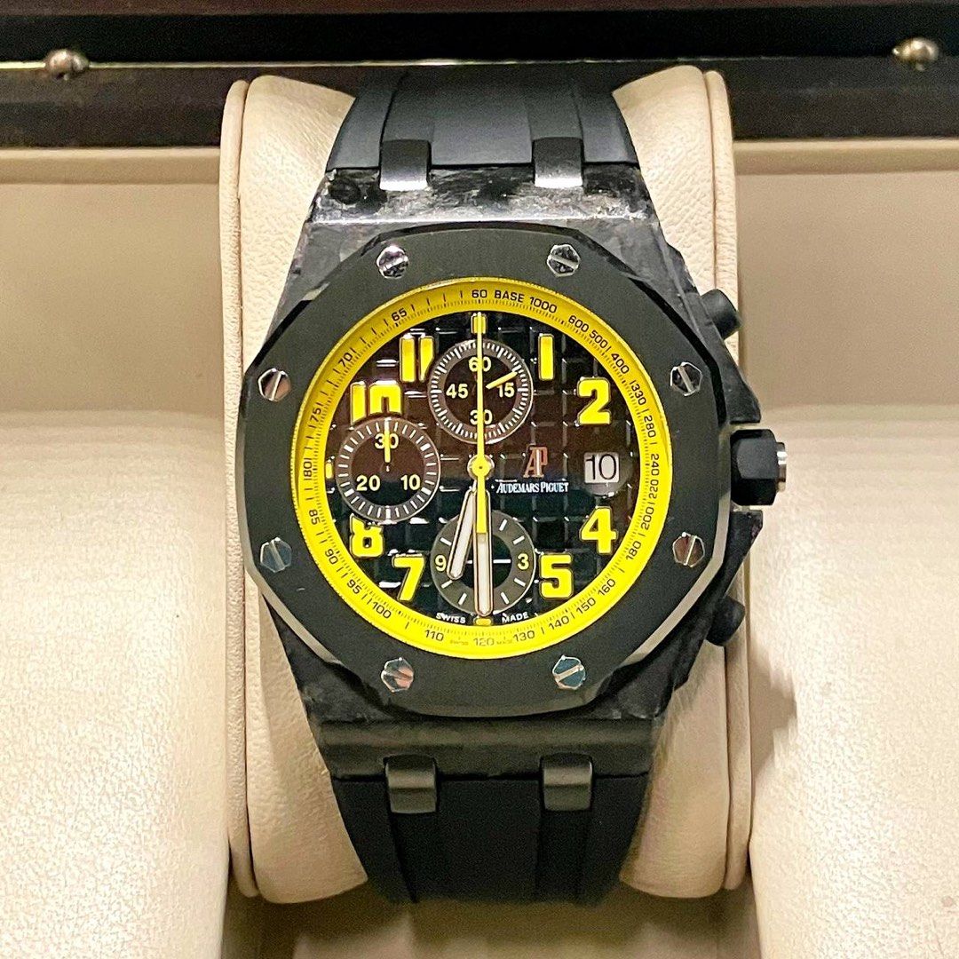 Fully Serviced 42mm Audemars Piguet Royal Oak Offshore “Bumblebee” Carbon Forged 26176FO.OO.D101CR.01 (Category: Watches) located in Singapore. Submitted by watchdistrict (Listing ID 1341058069, Image 1). Description: 🕘 WATCH DISTRICT UPDATE 🕘 Join us for latest stocks update: t.me/watchdistrictsg 42mm Audemars Piguet Royal Oak Offshore “Bumblebee” Carbon Forged 26176FO.OO.D101CR.01 Price: SGD $23,388 Full AP OVERHAUL completed in Sep 2022 for 