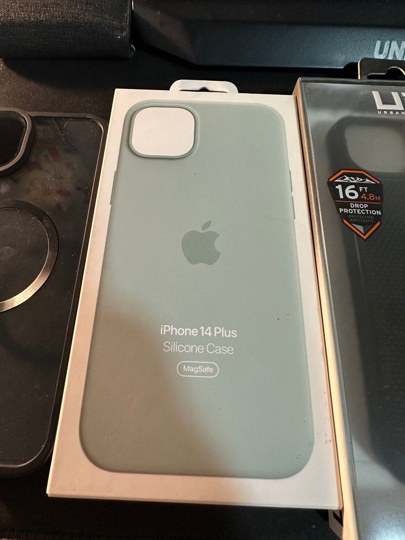 Iphone 14 plus Cases (Category: Cases & Sleeves) located in Tarlac. Submitted by randomshiz (Listing ID 1341172823, Image 2). Description: Original iphone 14 plus case can also fit iphone 15 plus Original Apple Silicone Case with magsafe- succulent (srp 3,390) Uag Metropolis LT Magsafe kevlar (srp 2,990) Uag Plyo Magsafe -Ice (srp 2,490) Issue slight yellow RFS: Sold iphone.