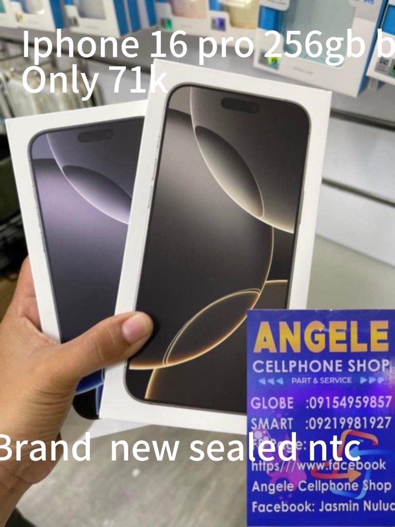 Iphone 16 pro 256gb brand new sealed (Category: iPhone 16 Series) located in Manila. Submitted by nuludjasmi59028 (Listing ID 1341157356, Image 1). Description: Iphone 16 pro 256gb Brand new sealed Ntc variant One year warranty.