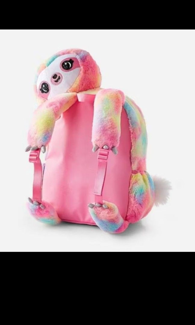 JUSTICE BACKPACK GIRLS SLOTH CRITTER PINKTYE DYE RAINBOW TAS