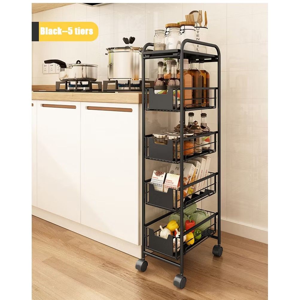 Kitchen Organizer Trolley Rack Storage Racks Sliding Cabinet Rak Dapur ...