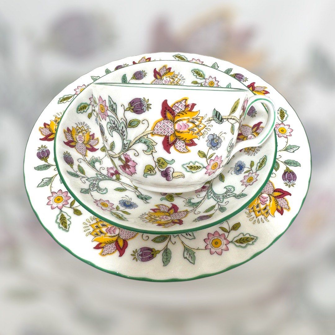 Minton “Haddon Hall Green” Trio (Category: Coffee & Tea Tableware) located in Tuguegarao City. Submitted by thevintagehouse.ph (Listing ID 1341151843, Image 2). Description: Minton “Haddon Hall Green” Trio 1 duo + 1 salad plate 8”.