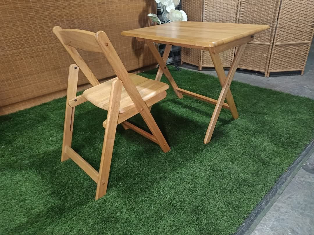 Solid wood folding table (Category: Tables & Sets) located in Quezon City. Submitted by matetdevis13 (Listing ID 1341203862, Image 2). Description: 😍 SOLID WOOD!!! HEAVY-DUTY!!! 😍 Thick Solid wood Folding Table & Chair set Indoor or Outdoor, Study Table, Coffee Table Price : 4,200 Table size 31 x 23 x 27H inches In VERY good condition Code HOMEBOSS 106.