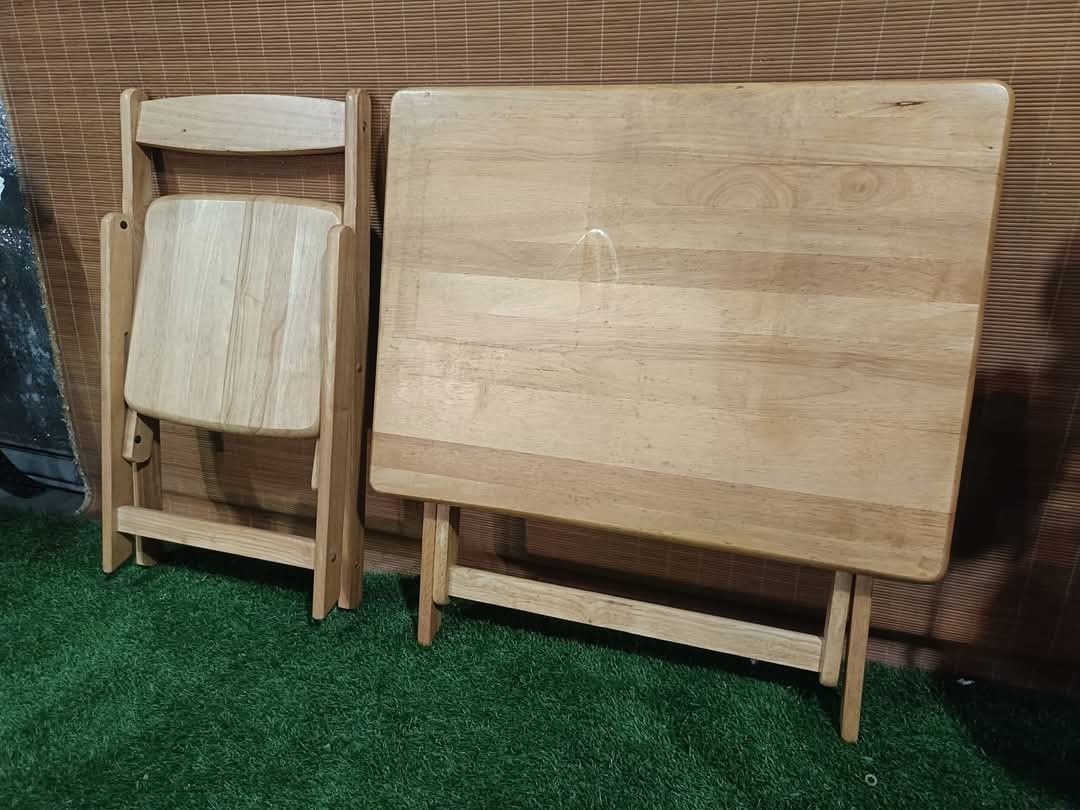 Solid wood folding table (Category: Tables & Sets) located in Quezon City. Submitted by matetdevis13 (Listing ID 1341203862, Image 3). Description: 😍 SOLID WOOD!!! HEAVY-DUTY!!! 😍 Thick Solid wood Folding Table & Chair set Indoor or Outdoor, Study Table, Coffee Table Price : 4,200 Table size 31 x 23 x 27H inches In VERY good condition Code HOMEBOSS 106.