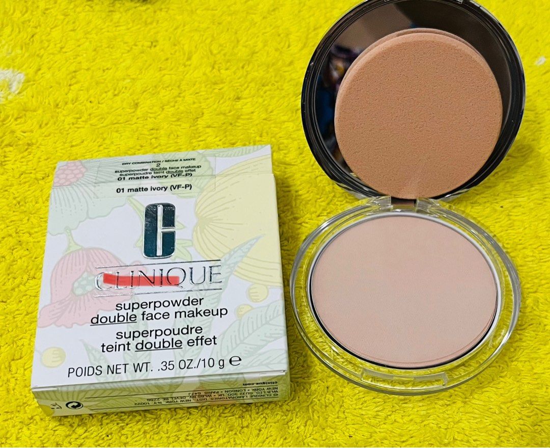 SUPER POWDER DOUBLE FACE MAKEUP (Category: Makeup) located in Manila. Submitted by luxeclassyshop (Listing ID 1340766276, Image 1). Description: CLINIQUE SUPER POWDER DOUBLE FACE MAKEUP SIZE 10grams SHADE: 1 MATTE IVORY(VF-P) 3slots .
