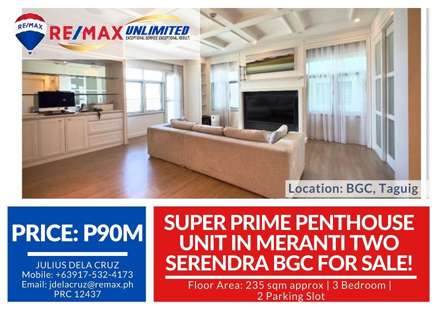 View of Super Prime Penthouse Unit in Meranti Two Serendra BGC for Sale ...