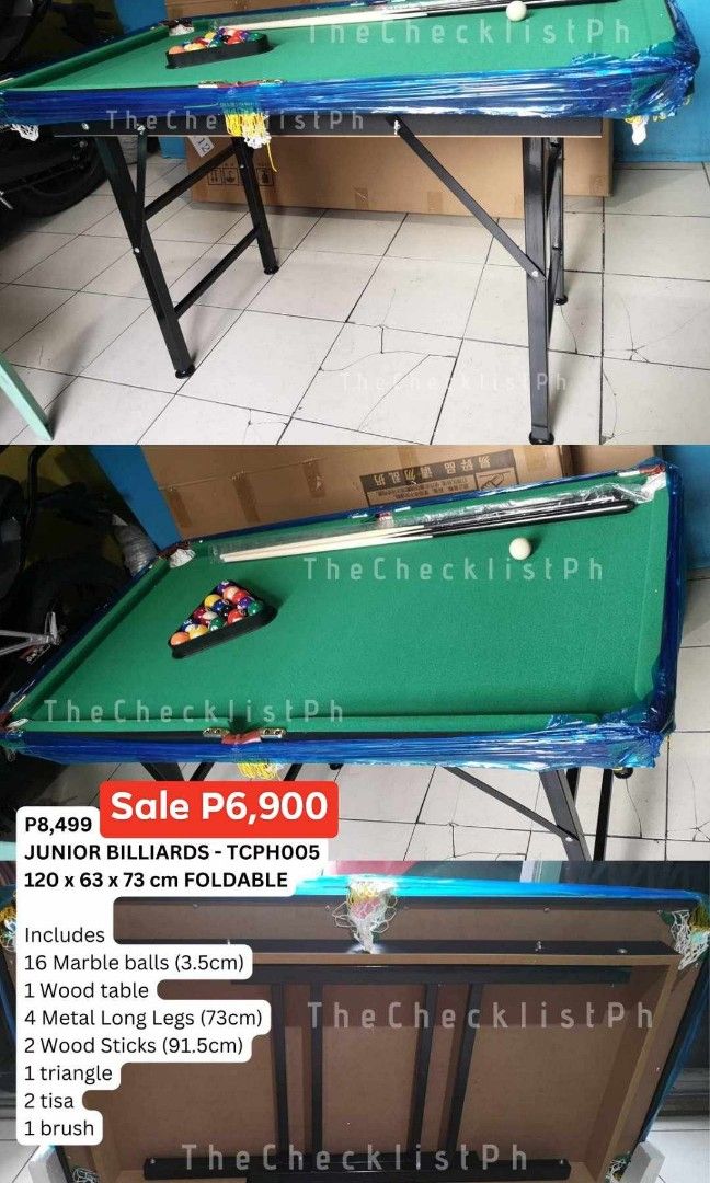 WOODEN FOLDABLE BILLIARDS Mini billiards junior billiards (Category: Billiards and Bowling) located in Manila. Submitted by thechecklistph (Listing ID 1341121080, Image 2). Description: WOODEN FOLDABLE BILLIARDS SALE: P5500 Regular Price: P8499 For teens and adult Complete set Pick up or shipping shouldered by buyer.