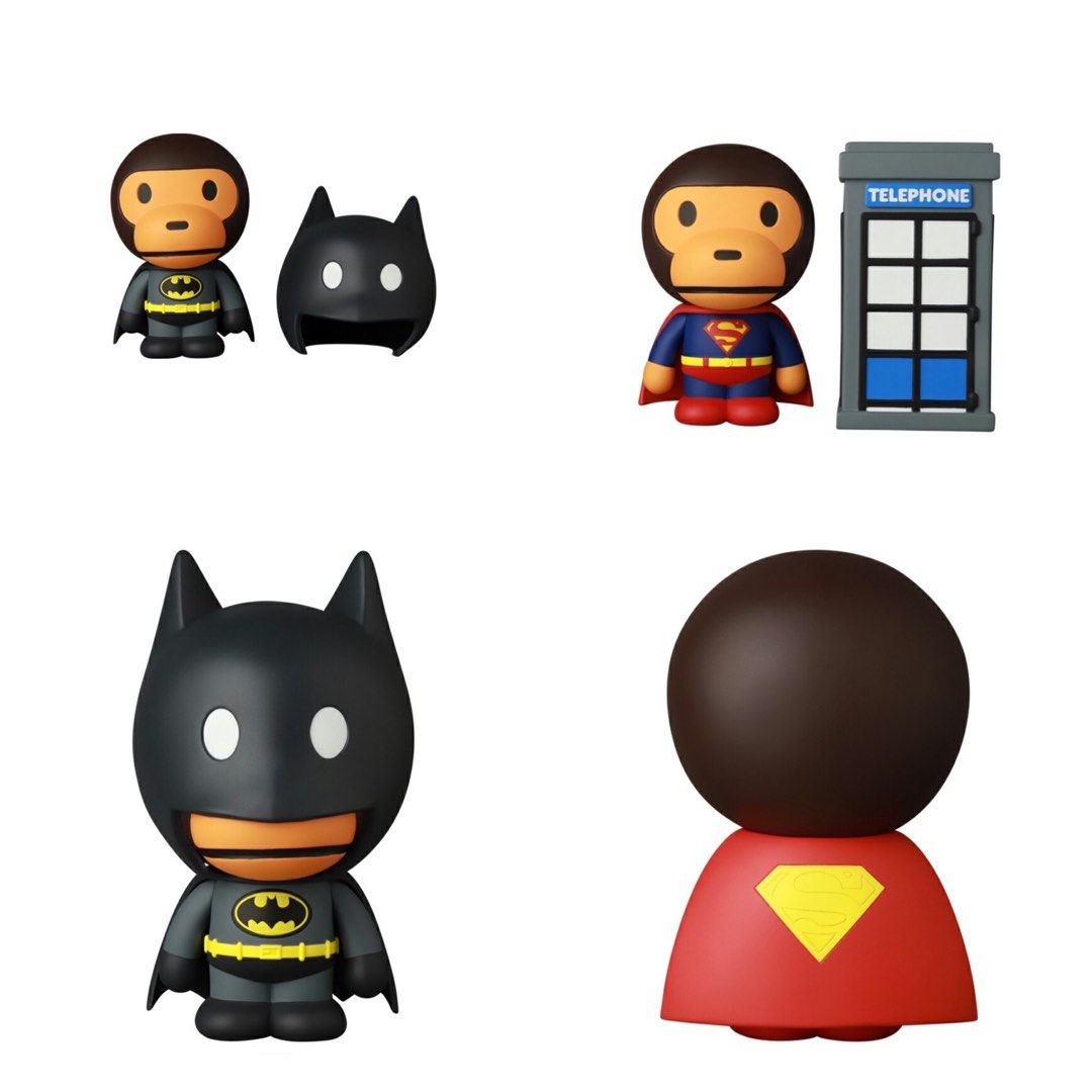A BATHING APE - VCD BABY MILO(R) BATMAN &amp; SUPERMAN 2個セット DC BATMAN & SUPERMAN x BABY MILO® VCD | bape.com