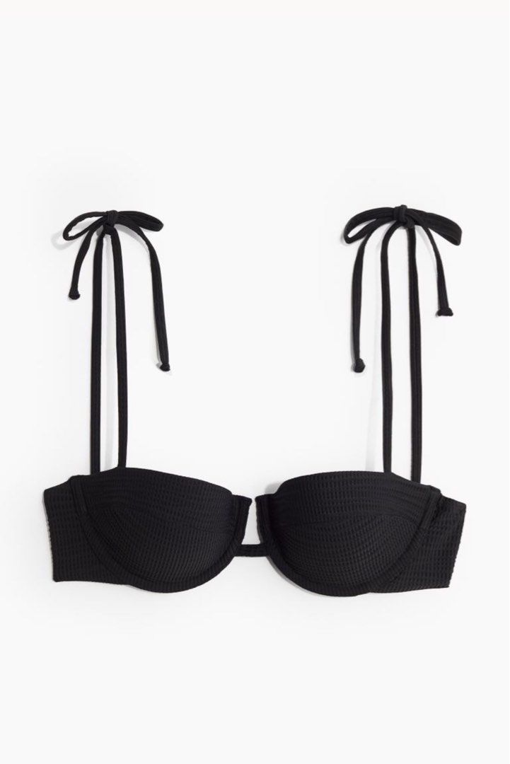 H M Black Bikini Top Bottom Women s Fashion Swimwear Bikinis Swimsuits on Carousell