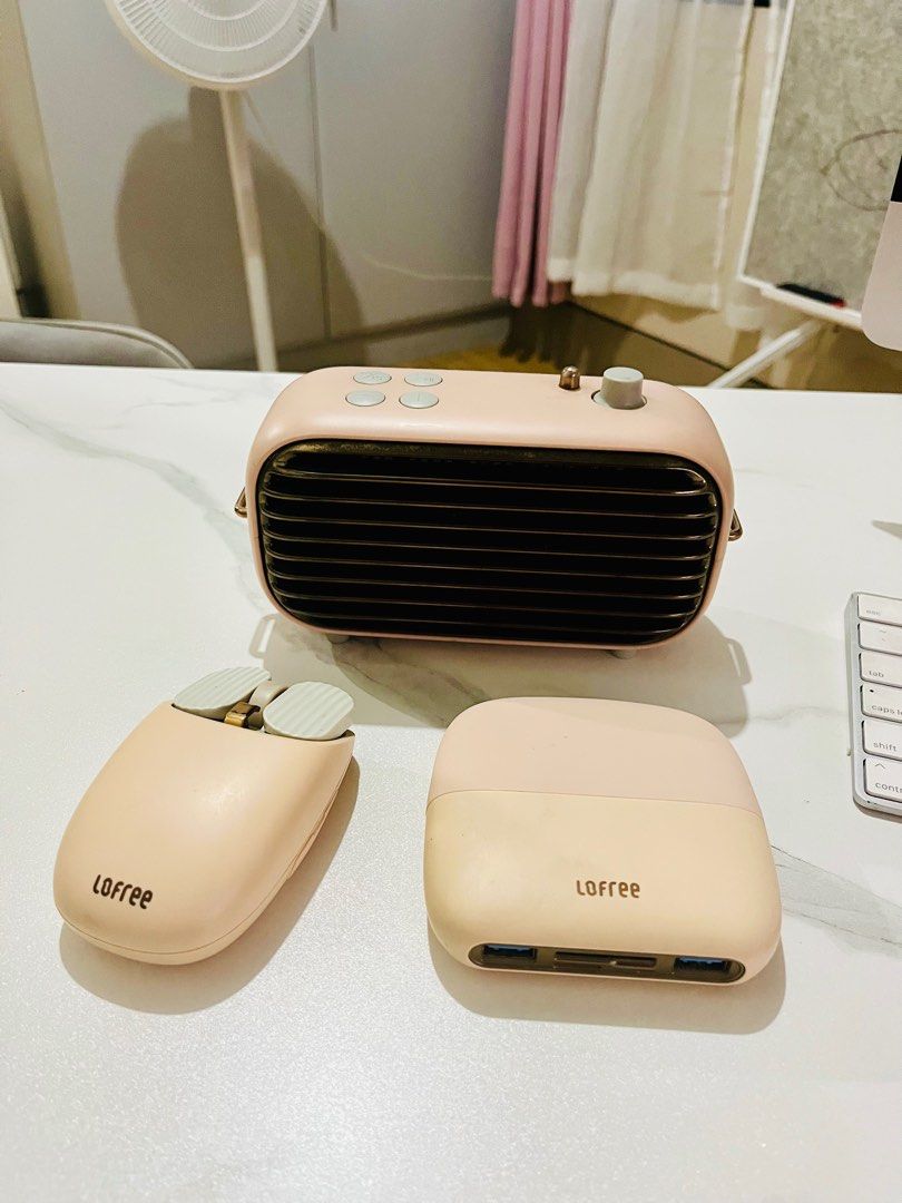 Lofree Bluetooth Speaker, Mouse and USB Connector (Category: Mouse & Mousepads) located in Quezon City. Submitted by jennieymatareb (Listing ID 1341326425, Image 1). Description: Lofree Office Set Milk Tea Edition All are in good working condition All original 💯 Ready for lalamove and grab pick up RFS: just stored in the office, decluttering 1. Lofree Mechanical Bluetooth Speaker with AM/FM Radio Rechargeable (Micro USB) Bought for ₱5,500 ₱3,500