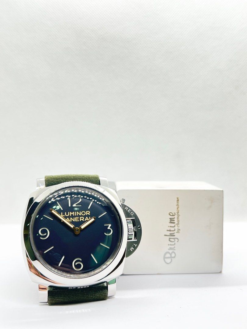 Pre Owned Panerai Luminor Pam 606 Hong Kong Black Dial Winding Steel Casing Leather