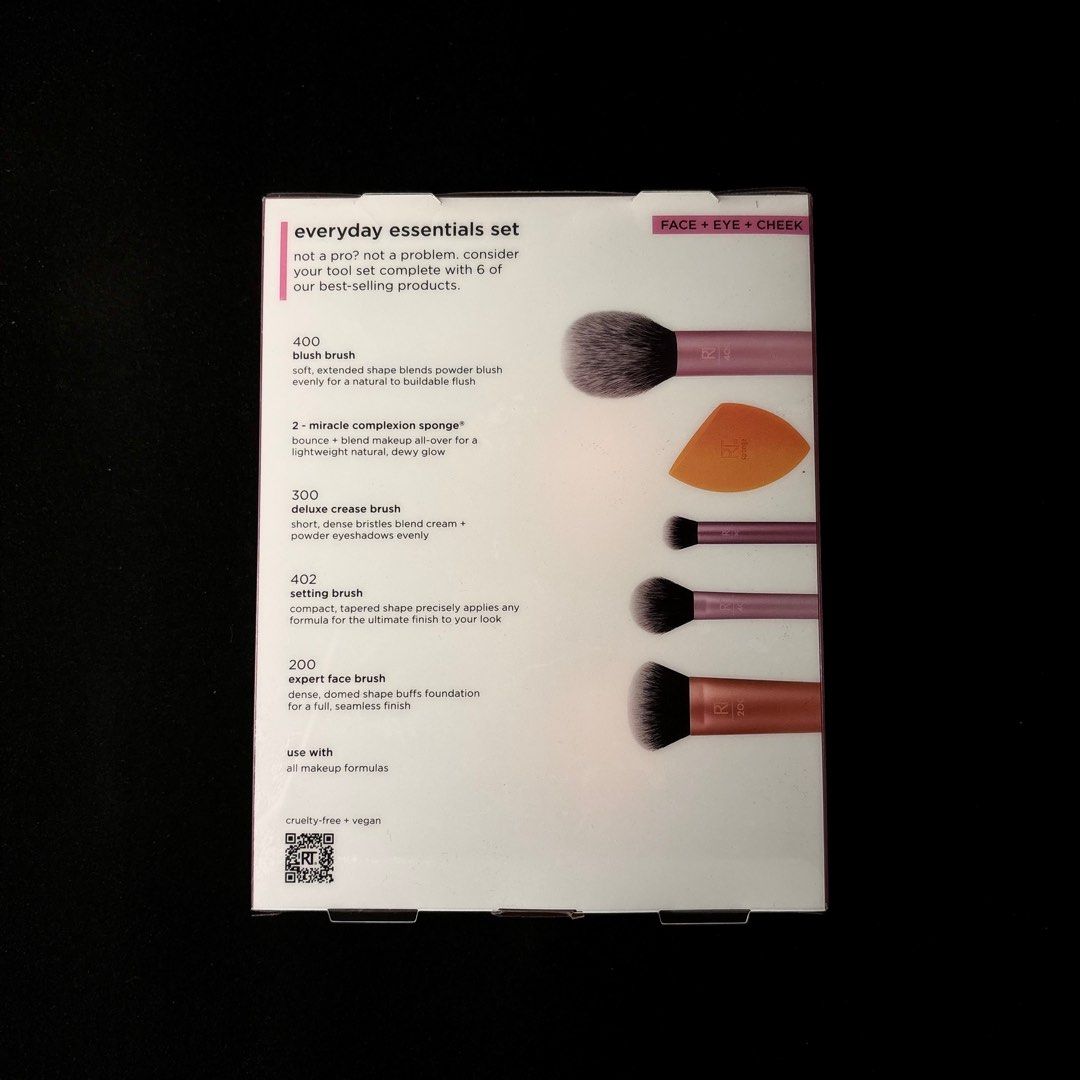 Real Techniques 2 pc Miracle Complexion Makeup Sponge / Beauty Blender (Category: Makeup) located in Pasig City. Submitted by moonstoneblue (Listing ID 1341369505, Image 2). Description: Brand new, never been taken out of the packaging. Purchased from the official RT store in Amazon (order slip in third pic). From the 6 pc Everyday Essentials Set. Packaging will be included. RFS: Only needed the brushes.