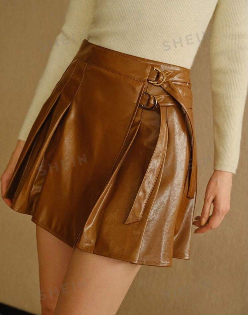 Shein MOTF Brown Leather Skirt (Category: Skirts) located in Mandaluyong City. Submitted by declutterwithcarmen (Listing ID 1341402187, Image 1). Description: Shein MOTF.
