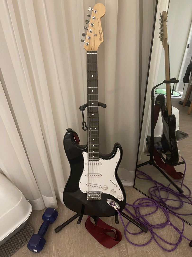 authentic Squier Fender Stratocaster for sale (Category: Musical Instruments) located in Quezon City. Submitted by ilovemunchies (Listing ID 1341352345, Image 1). Description: -rusty strings (can be replaced) -knob engraving are a little green but barely noticeable -barely used -no flaws -great condition rfs: need funds for my cat :) -gcash only -dm for more pics or details!.