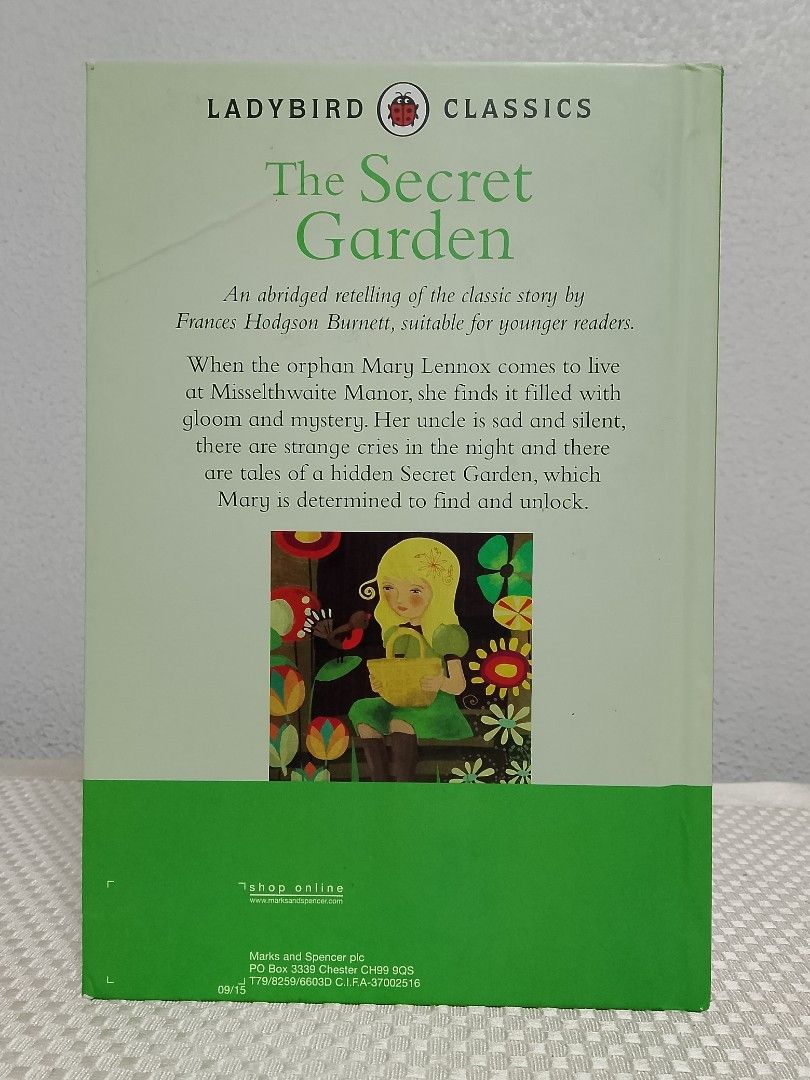 The secret garden Hardcover (Category: Storybooks) located in Paranaque City. Submitted by g-books-n-toys (Listing ID 1341277634, Image 3). Description: The Secret Garden by Frances Hodgson Burnett lady bird classics adapted version colored glossy pages has name.