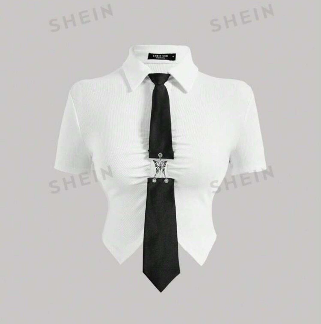 White top with neck tie (Category: Blouses) located in San Antonio. Submitted by lalisachu (Listing ID 1341340855, Image 1). Description: Pwede pang concert fit Xs-s.
