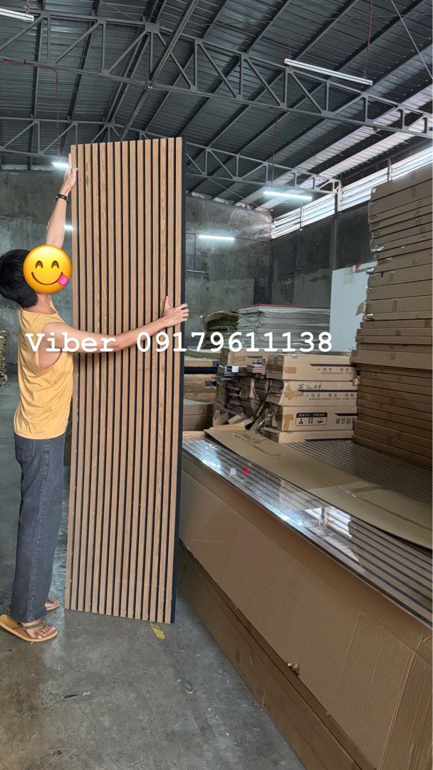 Wood Slat Panel for Best Soundproofing (Category: Construction & Building Materials) located in Pasig City. Submitted by NoiseTreatment (Listing ID 1341360210, Image 3). Description: 21mm thick x 2ft x 8ft V i b e r me po for faster transaction 🫶🏻.