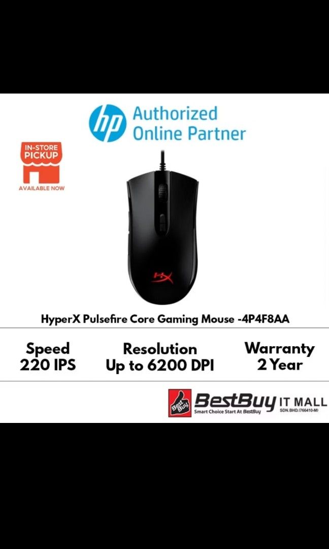 HyperX Pulsefire Core (Category: Mouse & Mousepads) located in Petaling Jaya. Submitted by Yezzz (Listing ID 1341526895, Image 3). Description: Not suitable for me.