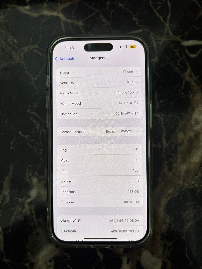 Iphone 15 Pro, Natural Titanium, 128 GB, DIGIMAP Sep 2025, BH 100