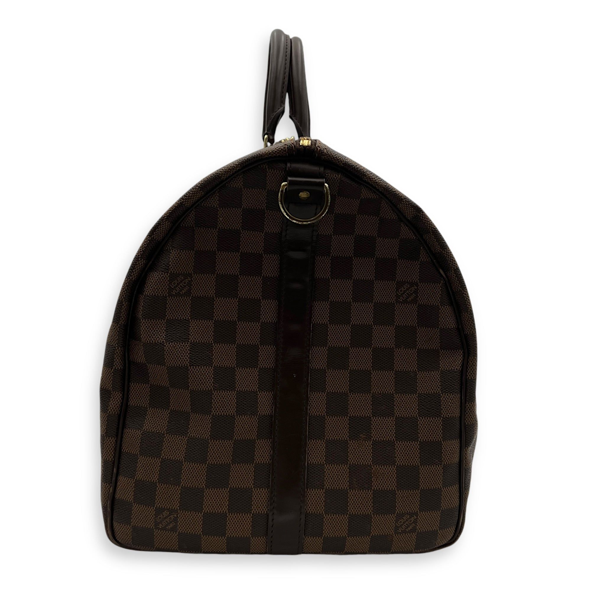 Louis Vuitton Keepall Duffle Bag 55 Damier Ebene in Coated Canvas Gold hardware Luxury Bags Wallets on Carousell