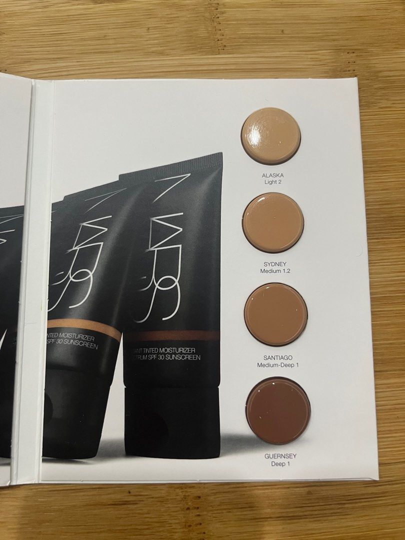 NARS PURE RADIANT TINTED MOISTURIZER (Category: Makeup) located in Manila. Submitted by glimmer.mnl (Listing ID 1341515430, Image 2). Description: Shades: 0.7ml (x4) - Alaska Light 2 - Sydney Medium 1.2 - Santiago Medium to deep 1 - Guernsey Deep 1.